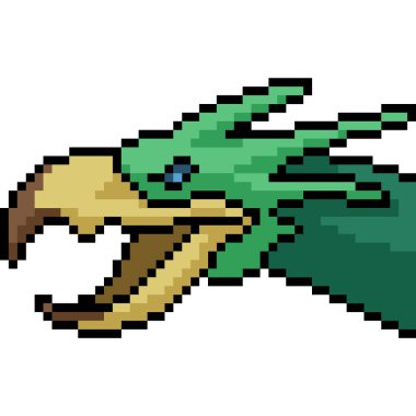 Vektör piksel sanat canavarı kafası izole edilmiş karikatür