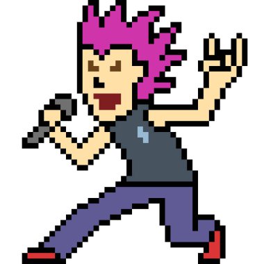 vektör pikseli sanat rock şarkıcısı izole edildi