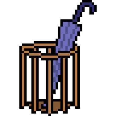 vektör pikseli şemsiye sepeti izole çizgi film