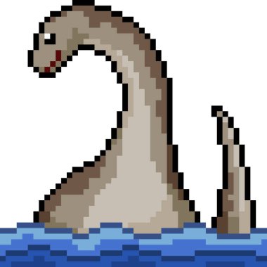 Vektör piksel sanat deniz canavarı karikatürü izole edildi