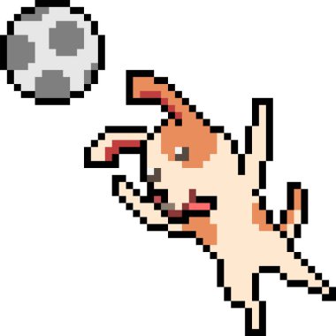 vektör piksel sanatı köpek oyun topu izole