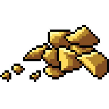 vektör piksel sanat altın parçası izole edilmiş çizgi film