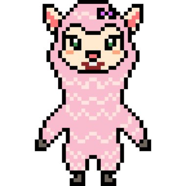 vektör piksel sanat alpaka izole edildi