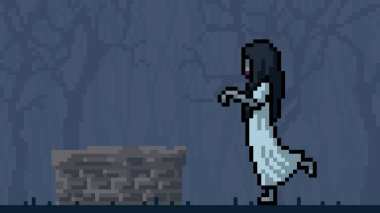 vektör pikseli beyaz kadın çizgi filmi