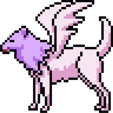 vektör piksel sanat köpek pegasus izole cartoo