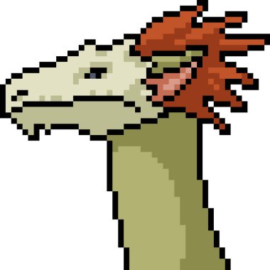 Vektör piksel sanat canavarı kafası izole edilmiş karikatür