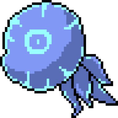 vektör piksel sanat denizanası canavar izole çizgi film