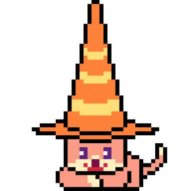 vektör piksel sanat çizgi filmi kedi konisi izole edildi