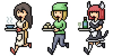 Restorandaki kadın garsonun pikseli.