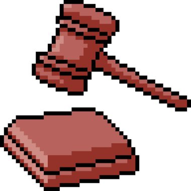 Vektör piksel sanat hakim çekiç izole çizgi film