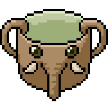 Vektör pikseli fil fincanı izole edilmiş karikatür