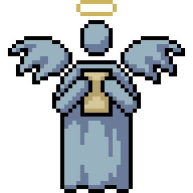 Vektör piksel sanat meleği karikatürü izole etti