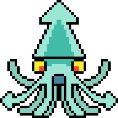 vektör piksel resim karikatür mürekkep balığı izole edildi