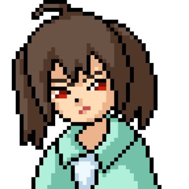 vektör piksel sanat anime kız izole çizgi film