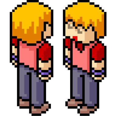 vektör piksel sanat adamı izometrik izole cartoo