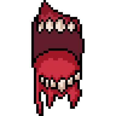 Vektör piksel sanat kötü ağız izole çizgi film