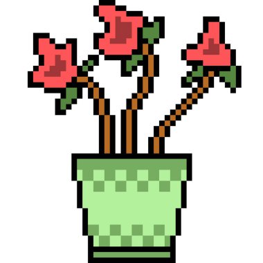 Vektör piksel sanat saksısı izole edildi