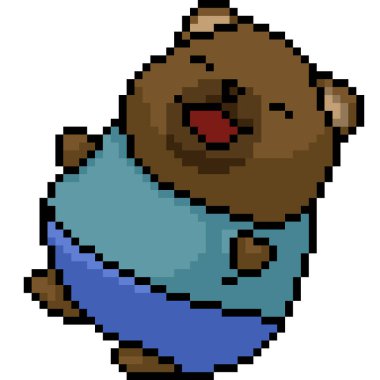 vektör piksel sanat yuvarlak ayı izole çizgi film