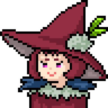 vektör piksel sanat anime kız izole çizgi film