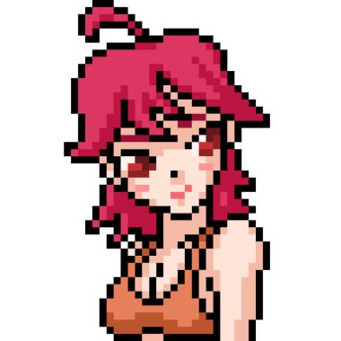 vektör piksel sanat anime kız izole çizgi film