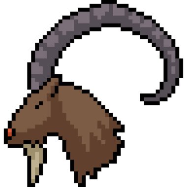 Vektör piksel sanat keçi kafası izole edilmiş çizgi film