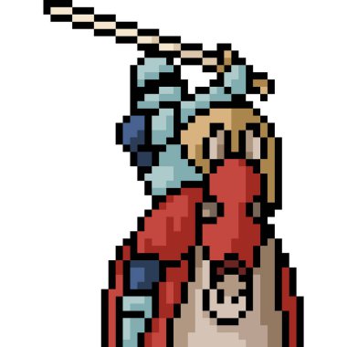 Vektör piksel sanat şövalyesi ortaçağ izole arabası.