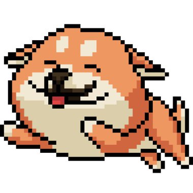 Vektör piksel sanat shiba köpek izole çizgi film