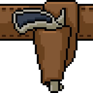 Vektör piksel sanat silahı kılıfı izole edilmiş çizgi film.