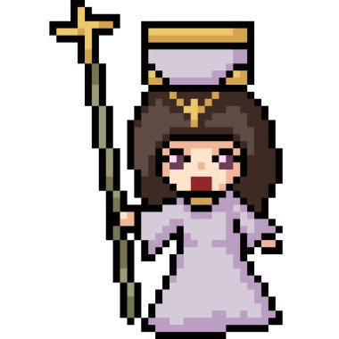 Vektör piksel sanat kutsal kız izole cartoo