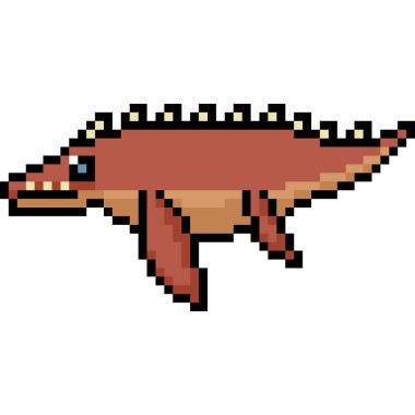 Vektör piksel sanat canavarı izole edilmiş çizgi film