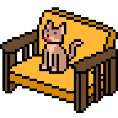 vektör piksel sanat kedisi kanepesi izole