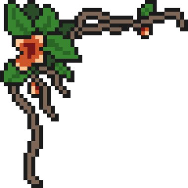 vektör piksel sanat çiçek dekorasyonu izole edildi