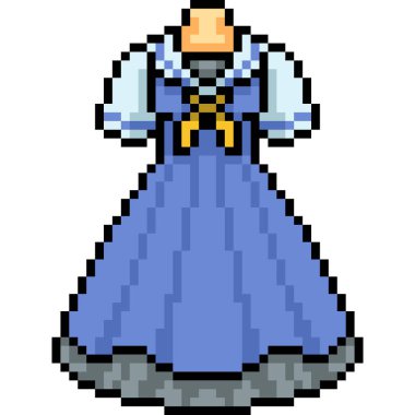 vektör piksel sanat kadın elbise izole çizgi film