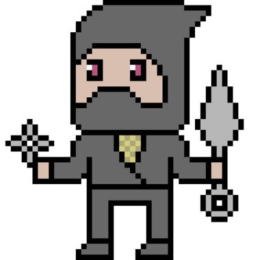 vektör pikseli sanat ninjası izole edildi