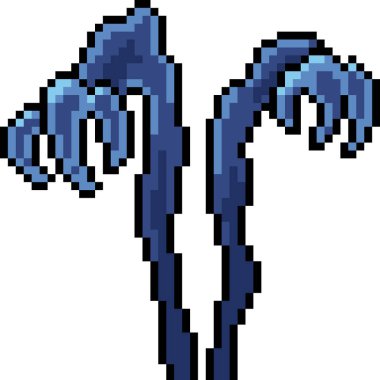 Vektör piksel sanat canavar el izole çizgi film