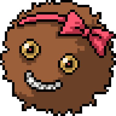 Vektör piksel sanat kürk topu canavarı izole edilmiş çizgi film