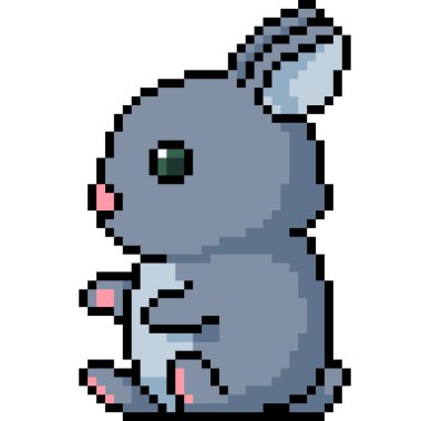 Vektör piksel sanat tavşanı izole edilmiş çizgi film