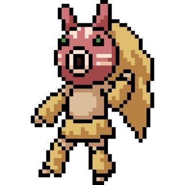 Vektör piksel çocuk kostümü izole edilmiş çizgi film