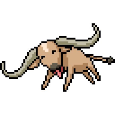 Vektör piksel sanatı izole edilmiş mutlu bufalo