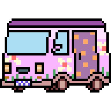 vektör pikseli resim minibüsü kızı izole edildi