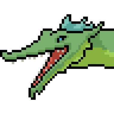 Vektör piksel sanat canavarı kafası izole edilmiş karikatür