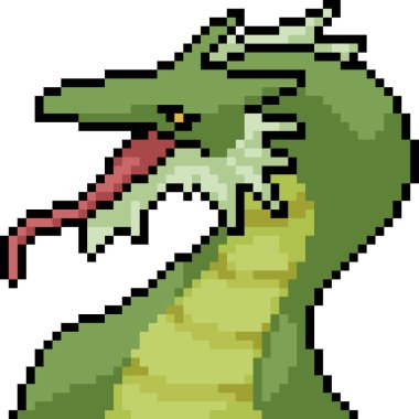 Vektör piksel sanat canavarı kafası izole edilmiş karikatür