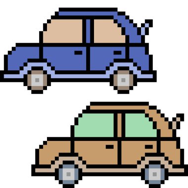 vektör piksel sanat retro arabası izole edildi