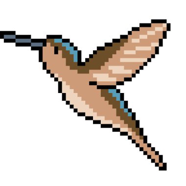 Vektör piksel sanat kuşu sineği izole edildi