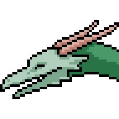 Vektör piksel sanat canavarı kafası izole edilmiş karikatür