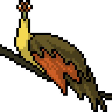 Vektör piksel sanat kuşu hoatzin izole edilmiş çizgi film