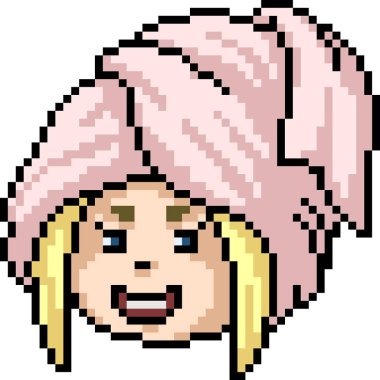 Vektör piksel resim havlusu kız karikatürü izole etti