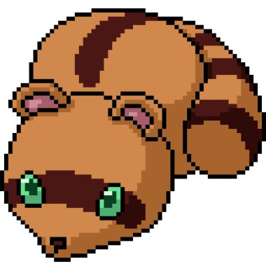 Vektör piksel sanatı izole edilmiş rakun çocuk.