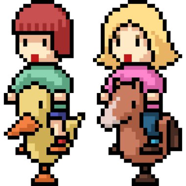 vektör piksel sanat anaokulu izole çizgi filmi