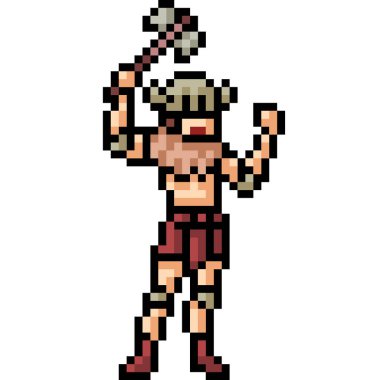 Vektör piksel sanat barbar savaşçı izole cartoo